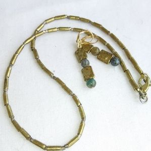 18" Brass Necklace SOLD!!  Agate Earrings Set Available